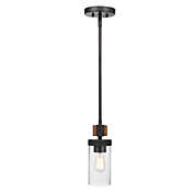 Contemporary Home Living 12" Black and Clear Seed Glass Hanging Pendant Ceiling Light Fixture