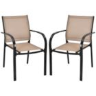 Alternate image 0 for Slickblue Set of 2 Patio Stackable Dining Chairs with Armrests Garden Deck-Brown