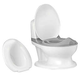 Slickblue Kids Realistic Flushing Sound Lighting Potty Training Transition Toilet -Gray