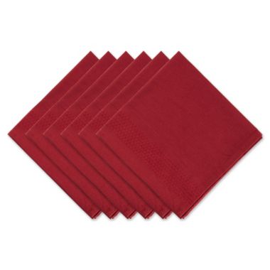 Contemporary Home Living Set of 6 20" x 20" Vintage Red Redwood Harvest Dobby Stripe Napkins. View a larger version of this product image.
