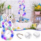 Alternate image 1 for Department Store Easter DIY Folded Rattan Wreath with Lights - Bunny Pendant Easter Decoration for Home Holiday Party Decoration Supplies