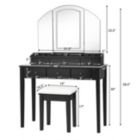 Alternate image 2 for Slickblue Vanity Table Stool Set with Large Tri-folding Lighted Mirror