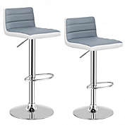 Costway Set of 2 Adjustable Height Barstool with PU Leather