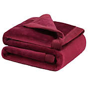 PiccoCasa Flannel Fleece Blanket Soft Warm Wide Hemmed, Super Soft Fuzzy Cozy Flannel Blanket for Couch Sofa Bed, 23"X30", Burgundy
