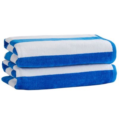 Beach Towel Bnwt 145x 100cm Blue & White Striped 100% Cotton 