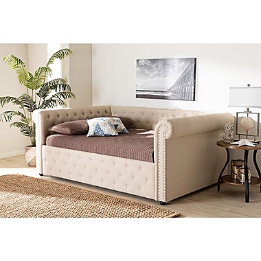 Baxton Studio Mabelle Modern And Contemporary Beige Fabric Upholstered Queen Size Daybed - Beige. View a larger version of this product image.