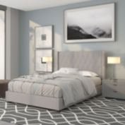 Flash Furniture Riverdale Full Size Tufted Upholstered Platform Bed in Light Gray Fabric