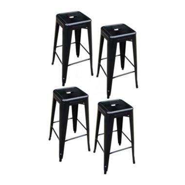 AmeriHome 4 Piece 30 Inch Metal Bar Stool Set - Black. View a larger version of this product image.
