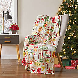 Kate Aurora Classic Holly Jolly Christmas Themed Ultra Soft & Plush Accent Throw Blanket - 50 in. W x 60 in. L