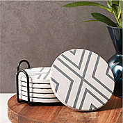 Kitcheniva Set of 6 Ceramic Coasters with Holder Marble