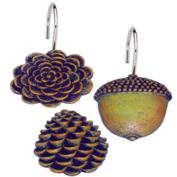 Carnation Home Fashions "Pine Cones" Resin Shower Curtain Hooks - Natural 1.5" x 1.5"