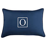 Outdoor Living and Style 20" Navy Blue and White Embroidered Monogram "O" Rectangular Lumbar Pillow