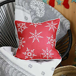 HomeRoots Red Snowflakes Christmas Decorative Throw Pillow Cover - 18