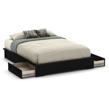 Slickblue Queen Platform Bed Frame with 2 Storage Drawers in Black Wood Finish. View a larger version of this product image.