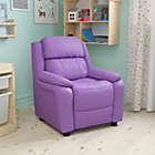 Alternate image 0 for Flash Furniture Deluxe Padded Contemporary Lavender Vinyl Kids Recliner With Storage Arms - Lavender Vinyl