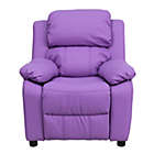 Alternate image 3 for Flash Furniture Deluxe Padded Contemporary Lavender Vinyl Kids Recliner With Storage Arms - Lavender Vinyl