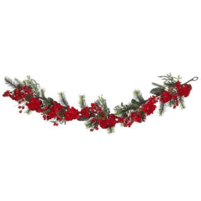 Nearly Natural 6' x 11" Red Hydrangea Artificial Christmas Garland, Unlit