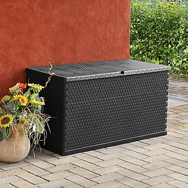 vidaXL Patio Storage Box Anthracite 47.2"x22"x24.8" PP Rattan. View a larger version of this product image.