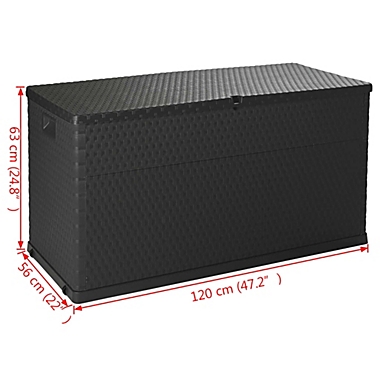 vidaXL Patio Storage Box Anthracite 47.2"x22"x24.8" PP Rattan. View a larger version of this product image.