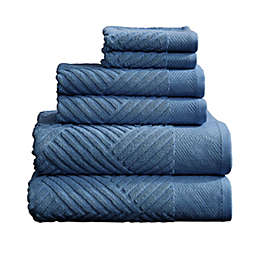 NY Loft Lake Blue 6 Piece Towel Set 100% Cotton Soft Luxury Towel, Textured Bath Towels Hand Towels and Washcloths, Brooklyn Collection
