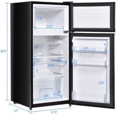 Costway 2 Doors Cold-rolled Sheet Compact Refrigerator-Black. View a larger version of this product image.