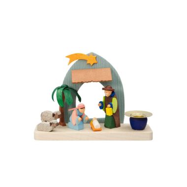 Alexander Taron 4" Warm and Vibrant Handcrafted Graupner Ornament Nativity Scene Candleholder. View a larger version of this product image.
