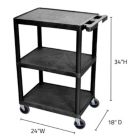 Alternate image 2 for Luxor Rolling 3 Shelf Structural Foam Molded Plastic Storage Utility Cart