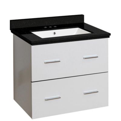 American Imaginations 23 75-in W Wall Mount White Vanity Set For 3H4-in Drilling Black Galaxy Top White UM Sink
