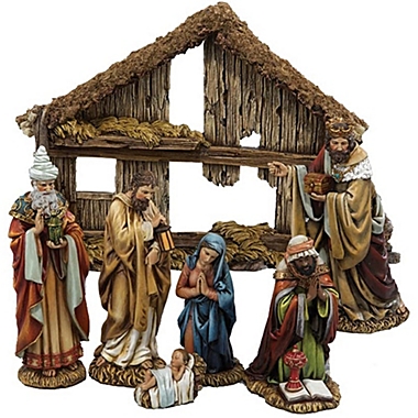 Christmas Nativity Scene with Stable Set 7 Piece Holiday Decoration 6 Inch C7104. View a larger version of this product image.