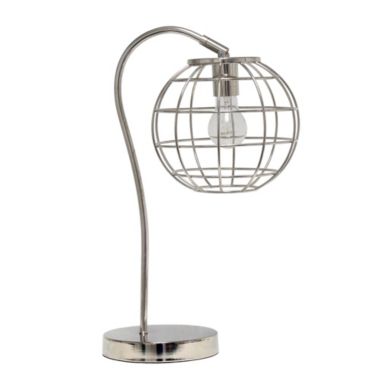 Elegant Designs Home Decorative Caged In Metal Table Lamp, Chrome. View a larger version of this product image.