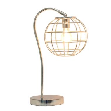 Elegant Designs Home Decorative Caged In Metal Table Lamp, Chrome. View a larger version of this product image.