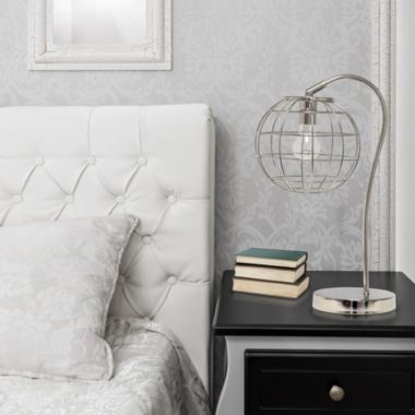 Elegant Designs Home Decorative Caged In Metal Table Lamp, Chrome. View a larger version of this product image.