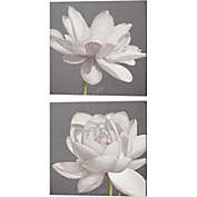 Great Art Now Vintage Lotus on Grey by Marie-Elaine Cusson 14-Inch x 14-Inch Canvas Wall Art (Set of 2)