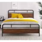 Alternate image 0 for Slickblue Full Size Industrial Metal Wood Platform Bed Frame with Headboard and Footboard