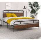 Alternate image 1 for Slickblue Full Size Industrial Metal Wood Platform Bed Frame with Headboard and Footboard