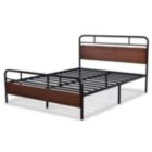 Alternate image 2 for Slickblue Full Size Industrial Metal Wood Platform Bed Frame with Headboard and Footboard