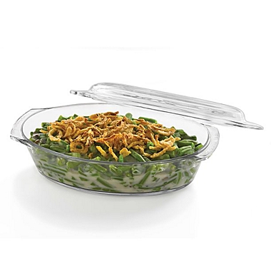 Libbey Glass Oval Casserole Baking Dish with Cover, 1.6-quart | Bed ...