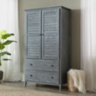Alternate image 0 for Slickblue FarmHome Louvered Distressed Grey Solid Pine Armoire