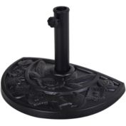 Outsunny 20lbs Half Round Patio Umbrella Base Outdoor Decorative Resin Parasol Stand Holder for Φ1.5", Φ1.9" Pole, for Lawn, Deck, Backyard, Garden, Black