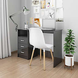 vidaXL Desk with Drawers High Gloss Black 110x50x76 cm Chipboard
