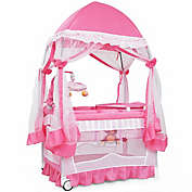 Kitcheniva 4-in-1 Portable Baby Playard Crib Infant Bassinet Bed w/ Table Canopy Music Pink