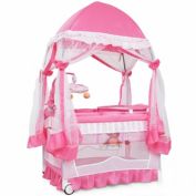 Kitcheniva 4-in-1 Portable Baby Playard Crib Infant Bassinet Bed w/ Table Canopy Music Pink