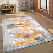 Paco Home Grey Yellow Rug For Living Rooms, Abstract Look, 3D Effect, Colorful