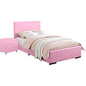 Camden Isle Home Decorative Hindes Upholstered Platform Bed, Pink, Full with 1 Nightstand