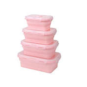 Collapsible Space Saving Food Storage Containers Set- 4 pcs -  Pink