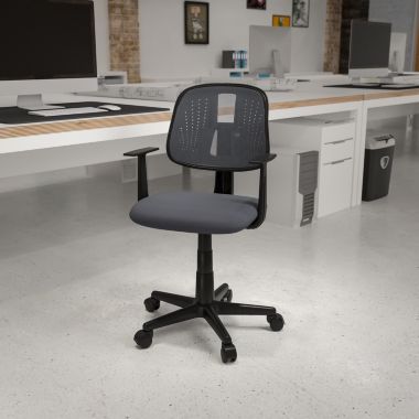 Flash Furniture Flash Fundamentals Mid-Back Gray Mesh Swivel Task Office Chair with Pivot Back and Arms, BIFMA Certified. View a larger version of this product image.