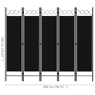 vidaXL 5-Panel Room Divider Black 78.7"x70.9". View a larger version of this product image.