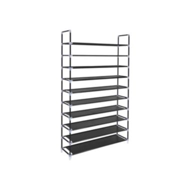 SONGMICS 10 Tiers Shoe Rack 50 Pairs Non-Woven Fabric Shoe Tower Organizer Cabinet Black 39.4" x 11.1" x 68.9". View a larger version of this product image.