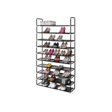 SONGMICS 10 Tiers Shoe Rack 50 Pairs Non-Woven Fabric Shoe Tower Organizer Cabinet Black 39.4" x 11.1" x 68.9". View a larger version of this product image.