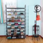 Alternate image 3 for SONGMICS 10 Tiers Shoe Rack 50 Pairs Non-Woven Fabric Shoe Tower Organizer Cabinet Black 39.4" x 11.1" x 68.9"